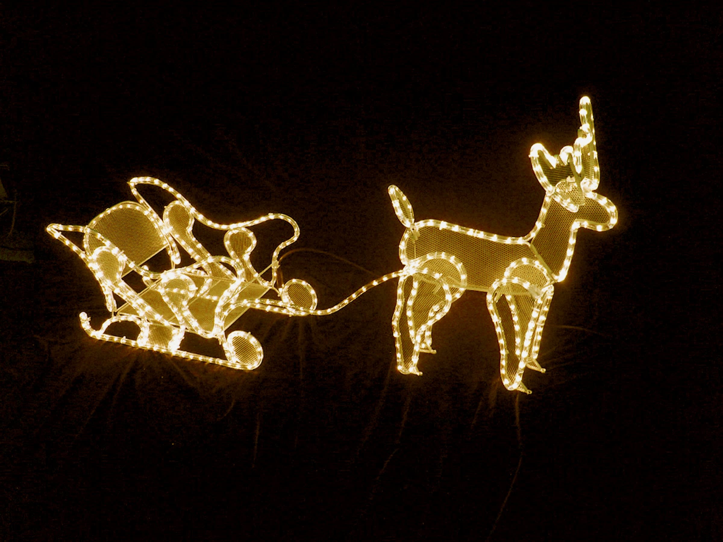 GIOCOPLAST NATALE - RENNA CON SLITTA CON TUBO LED BIANCO CALDO, 220-240V IP44, RENNA:60X50X11CM SLITTA:30X60X30CM 17518249