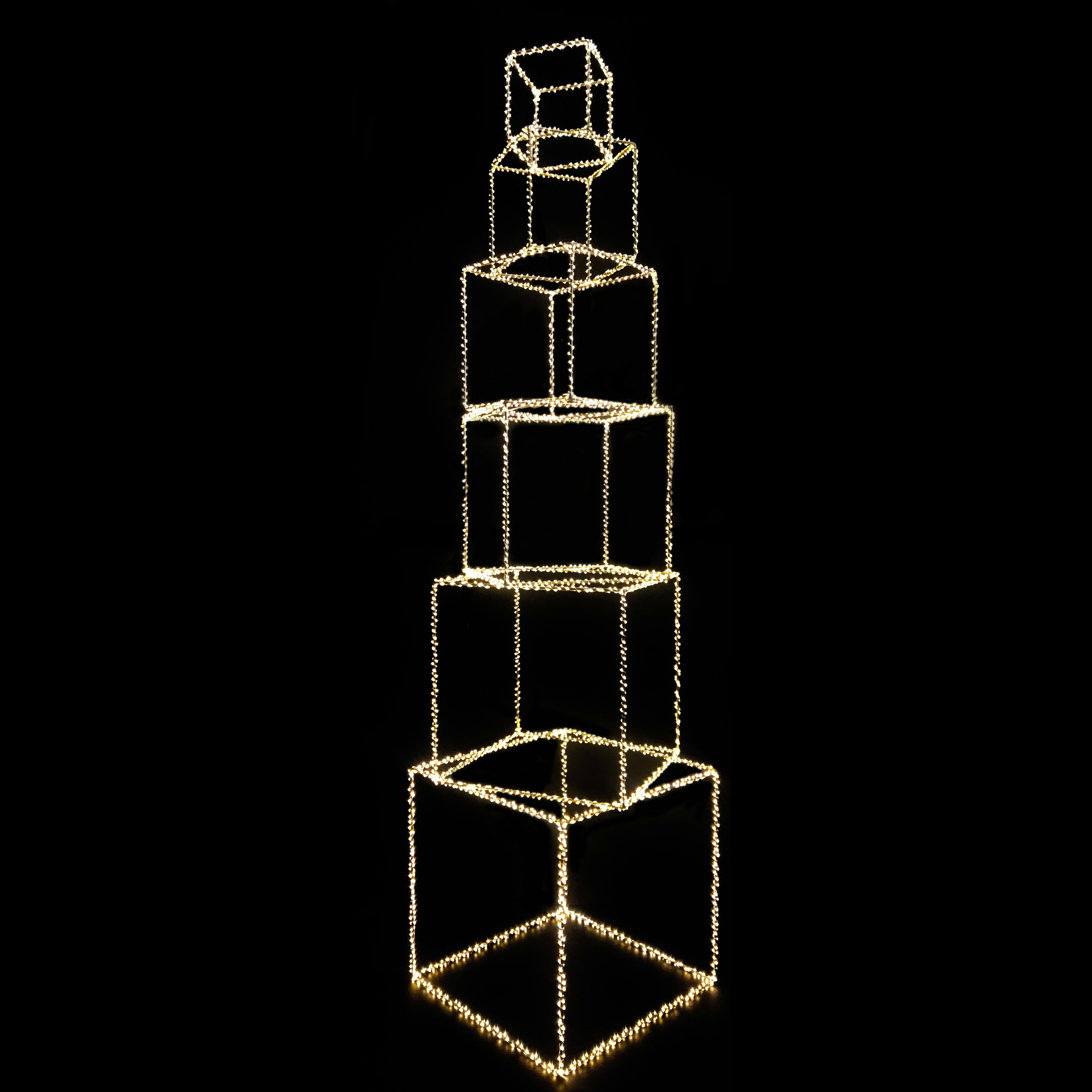 GIOCOPLAST NATALE - SET 6 CUBI CON GOCCE DI LED BIANCO CALDO CON TRASF. IP20, DA 15 A 40 CM