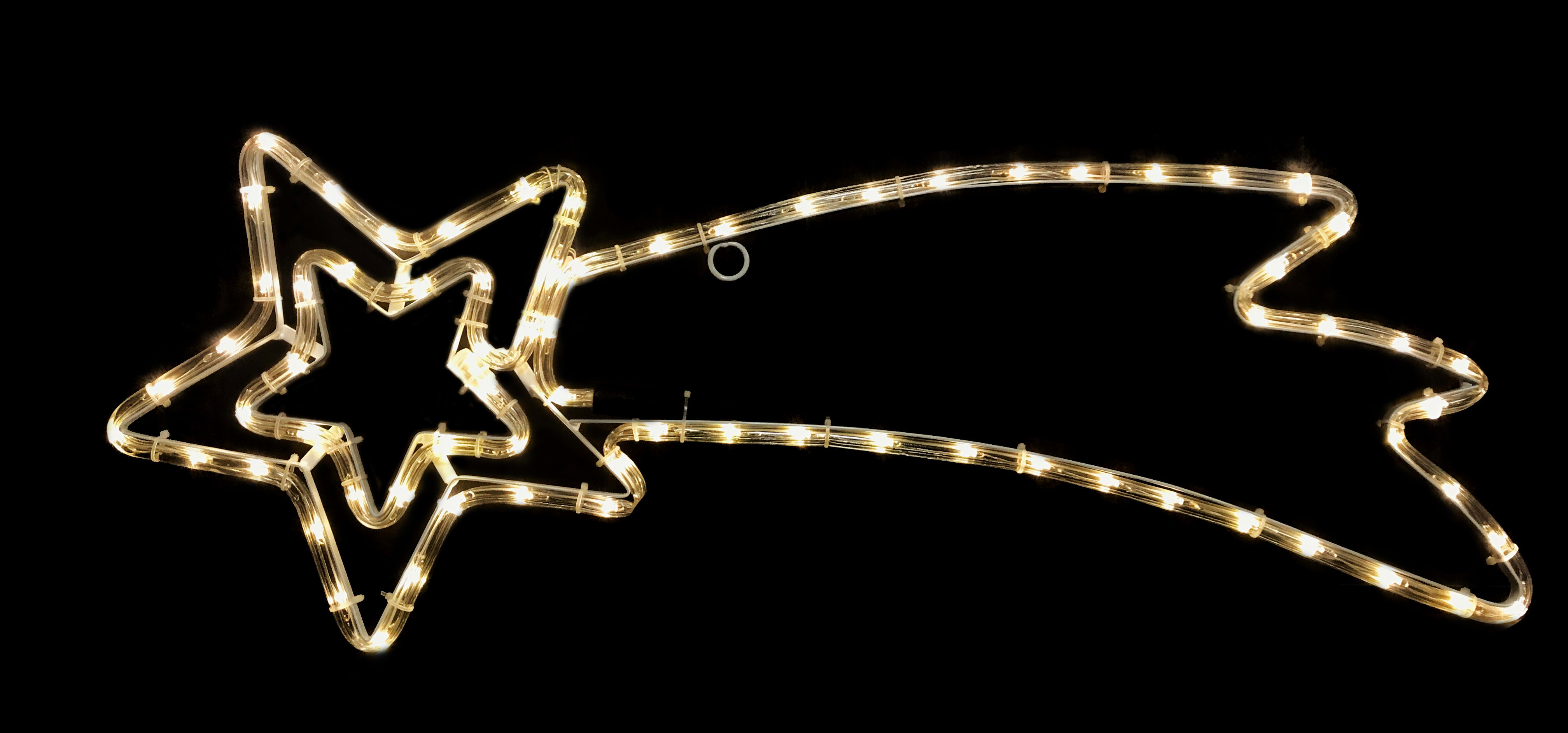 GIOCOPLAST NATALE - COMETA DOPPIA STELLA CON TUBO LED BIANCO CALDO 30X80 CM, 220-240V IP44
