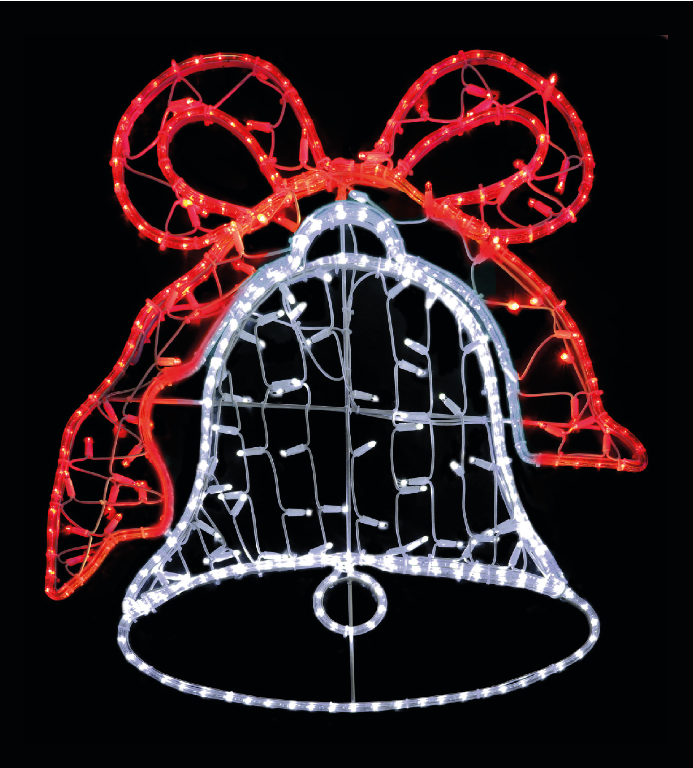 GIOCOPLAST NATALE - CAMPANA BIANCA CON FIOCCO ROSSO, 90 CM, CON TUBO LED E LUCCIOLONE, 220-240V, USO EST 17520650