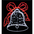 GIOCOPLAST NATALE - CAMPANA BIANCA CON FIOCCO ROSSO, 90 CM, CON TUBO LED E LUCCIOLONE, 220-240V, USO EST