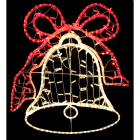 GIOCOPLAST NATALE - CAMPANA BIANCO CALDO CON FIOCCO ROSSO, 90 CM, CON TUBO LED E LUCCIOLONE, 220-240V, USO EST