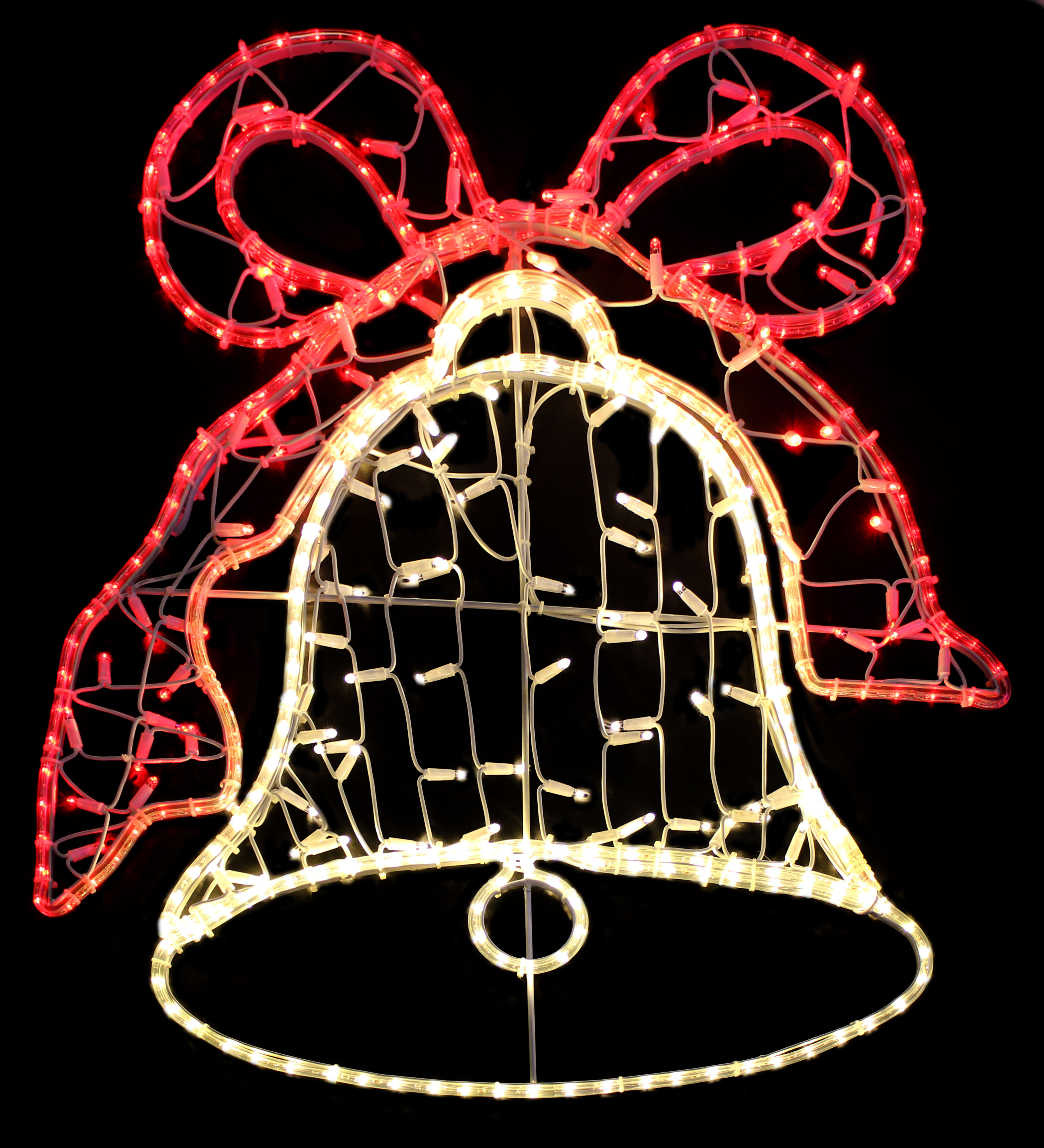 GIOCOPLAST NATALE - CAMPANA BIANCO CALDO CON FIOCCO ROSSO, 90 CM, CON TUBO LED E LUCCIOLONE, 220-240V, USO EST