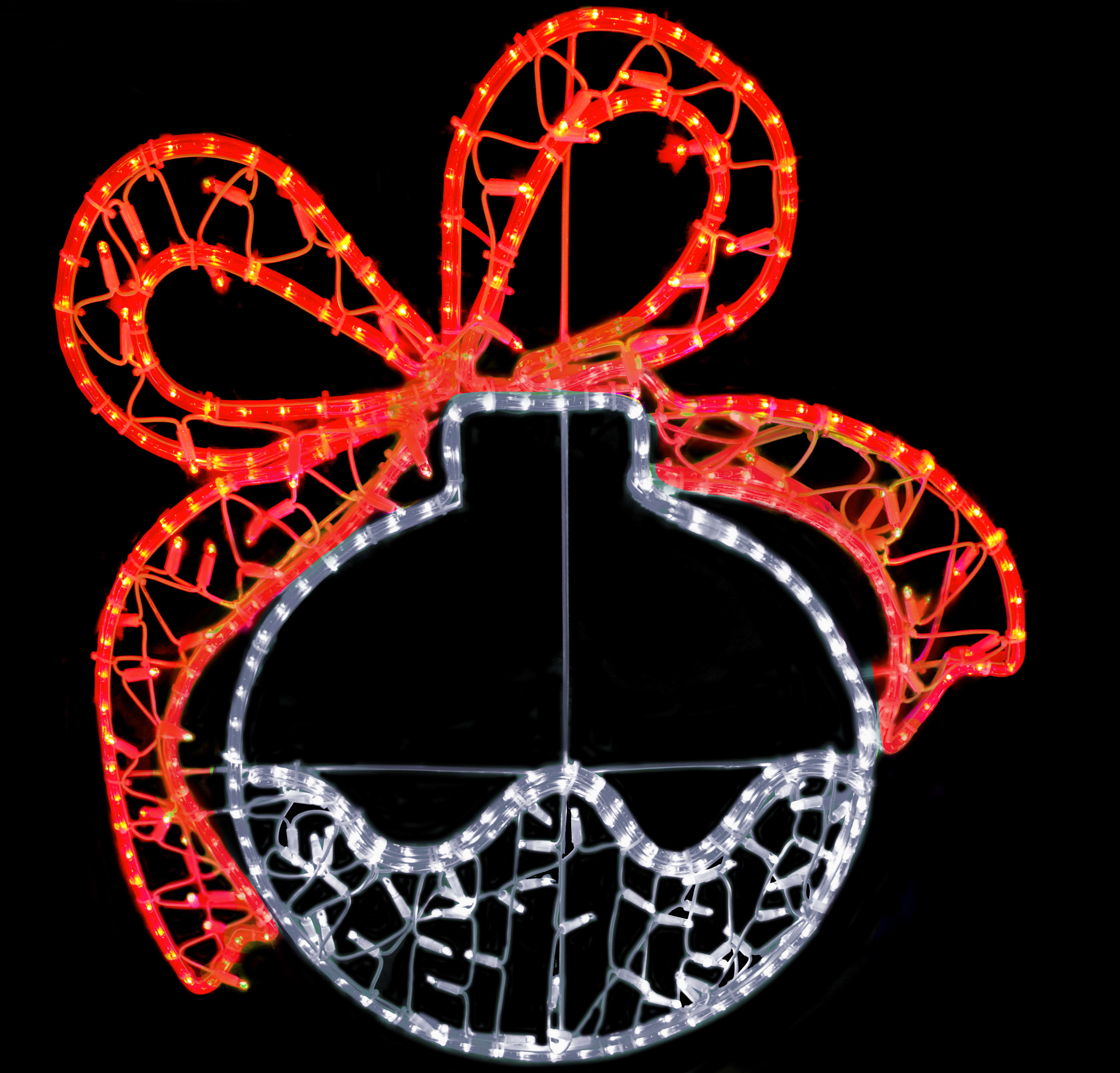 GIOCOPLAST NATALE - SFERA BIANCA CON FIOCCO ROSSO, 85 CM, CON TUBO LED E LUCCIOLONE, 220-240V, USO EST