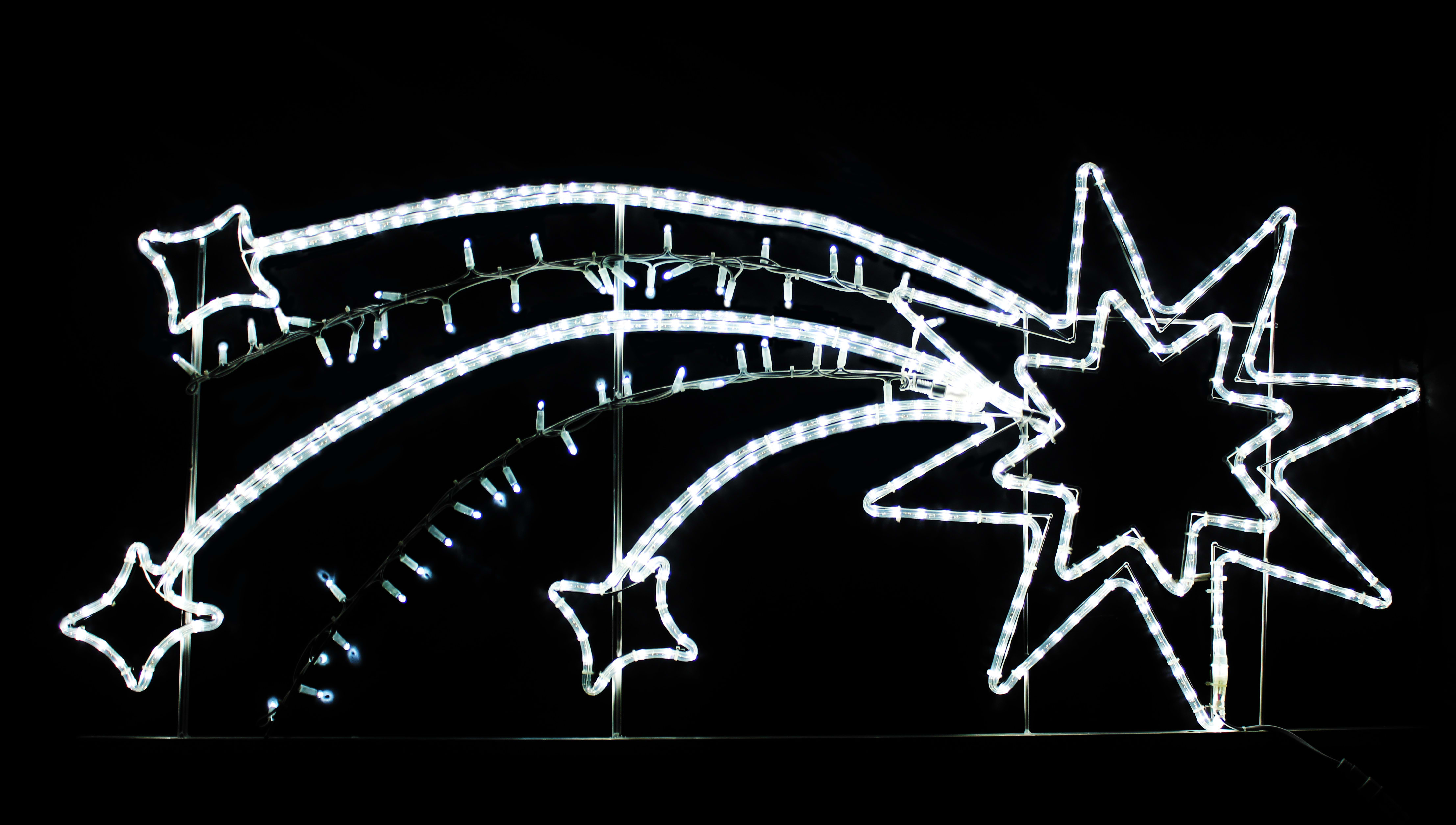 GIOCOPLAST NATALE - FIGURA COMETA BIANCA, H.158 X 66 CM, CON TUBO LED E LUCCIOLONE, 220-240V, USO EST