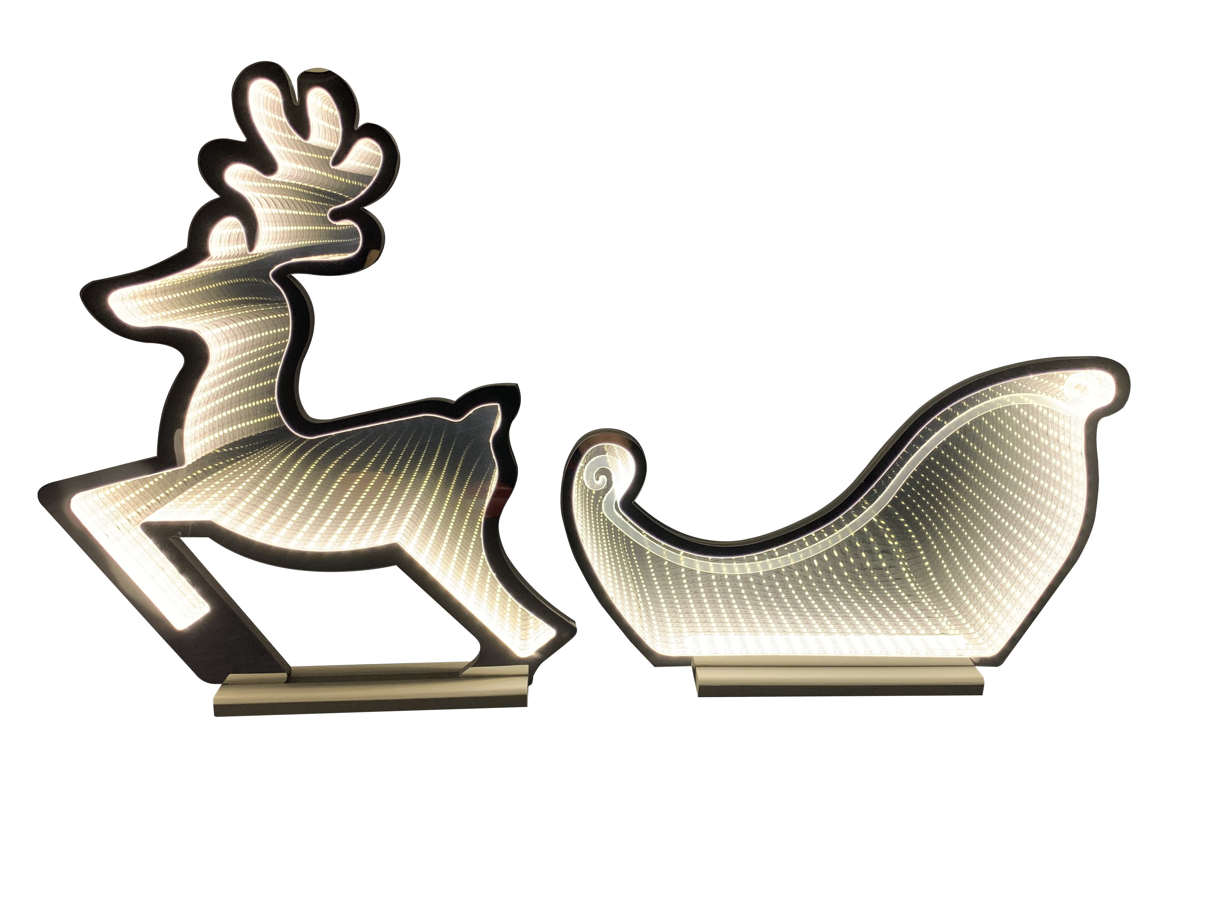 GIOCOPLAST NATALE - RENNA 83 CM CON SLITTA 78 CM INFINITY LIGHT CON LUCE LED BIANCO CALDO, CON TRASF. IP44, USO EST/INT