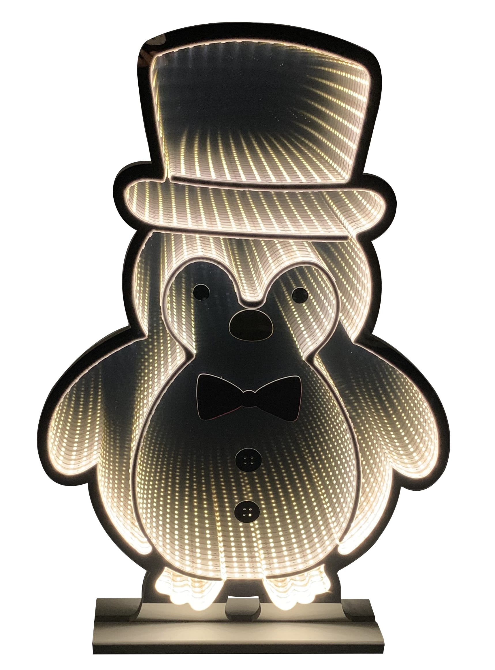 GIOCOPLAST NATALE - PINGUINO 80 CM INFINITY LIGHT CON LUCE LED BIANCO CALDO, CON TRASF. IP44, USO EST/INT