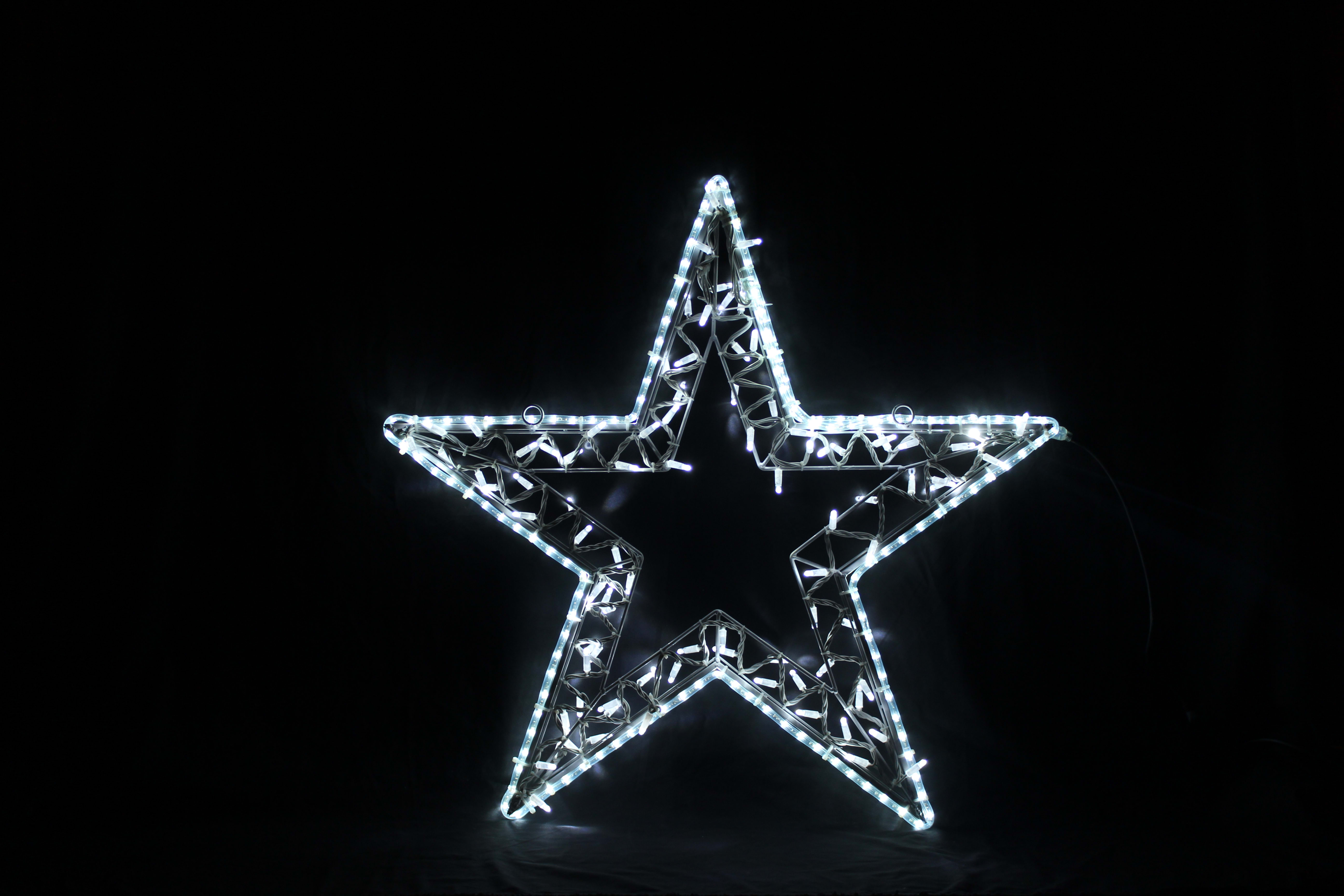 GIOCOPLAST NATALE - MAXI STELLA 2D 90CM BIANCA, CON TUBO LED E LUCCIOLONE, 220-240, USO EST