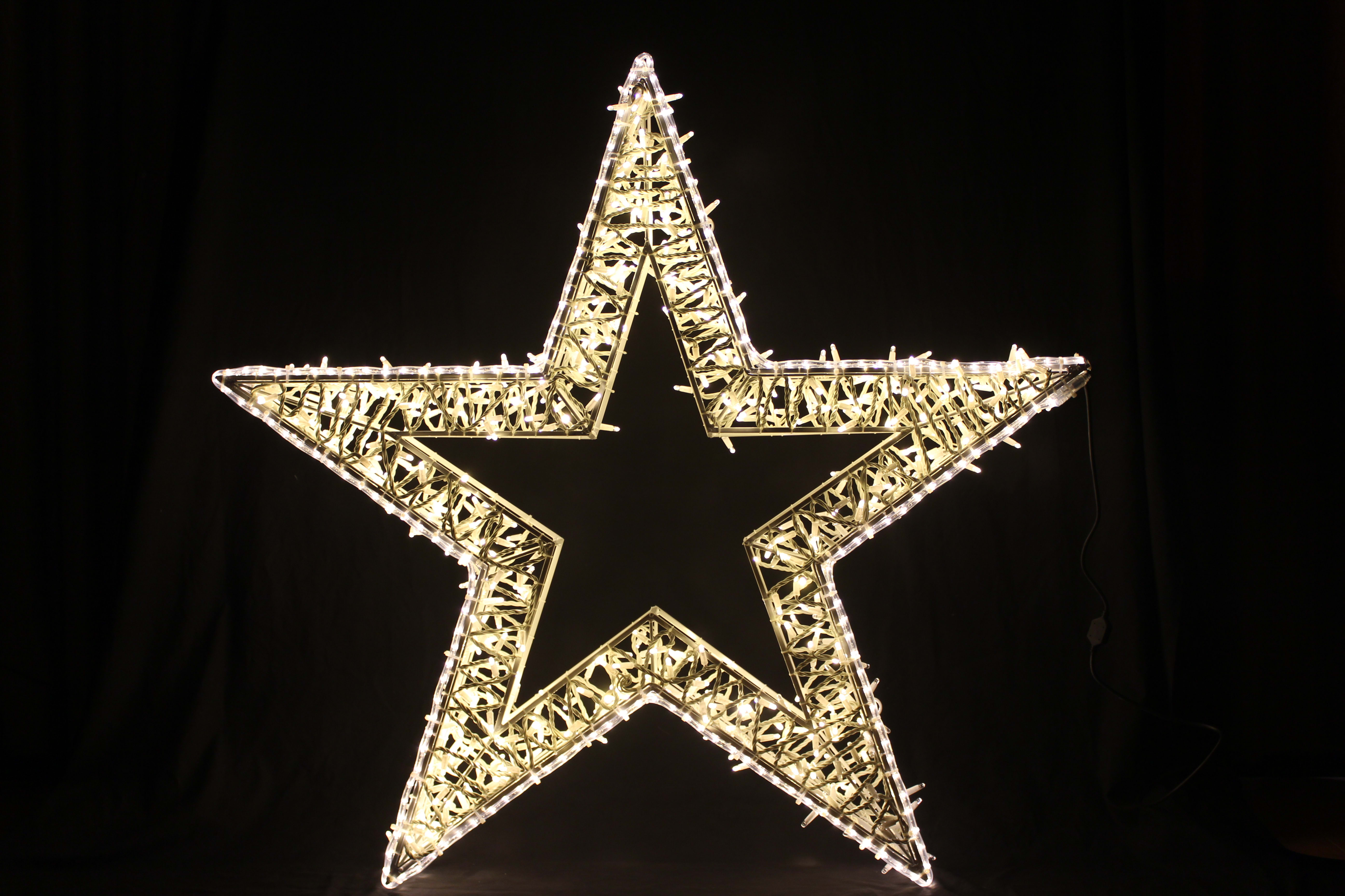GIOCOPLAST NATALE - MAXI STELLA 3D 110CM BIANCO CALDO, CON TUBO LED E LUCCIOLONE, 220-240,, USO EST