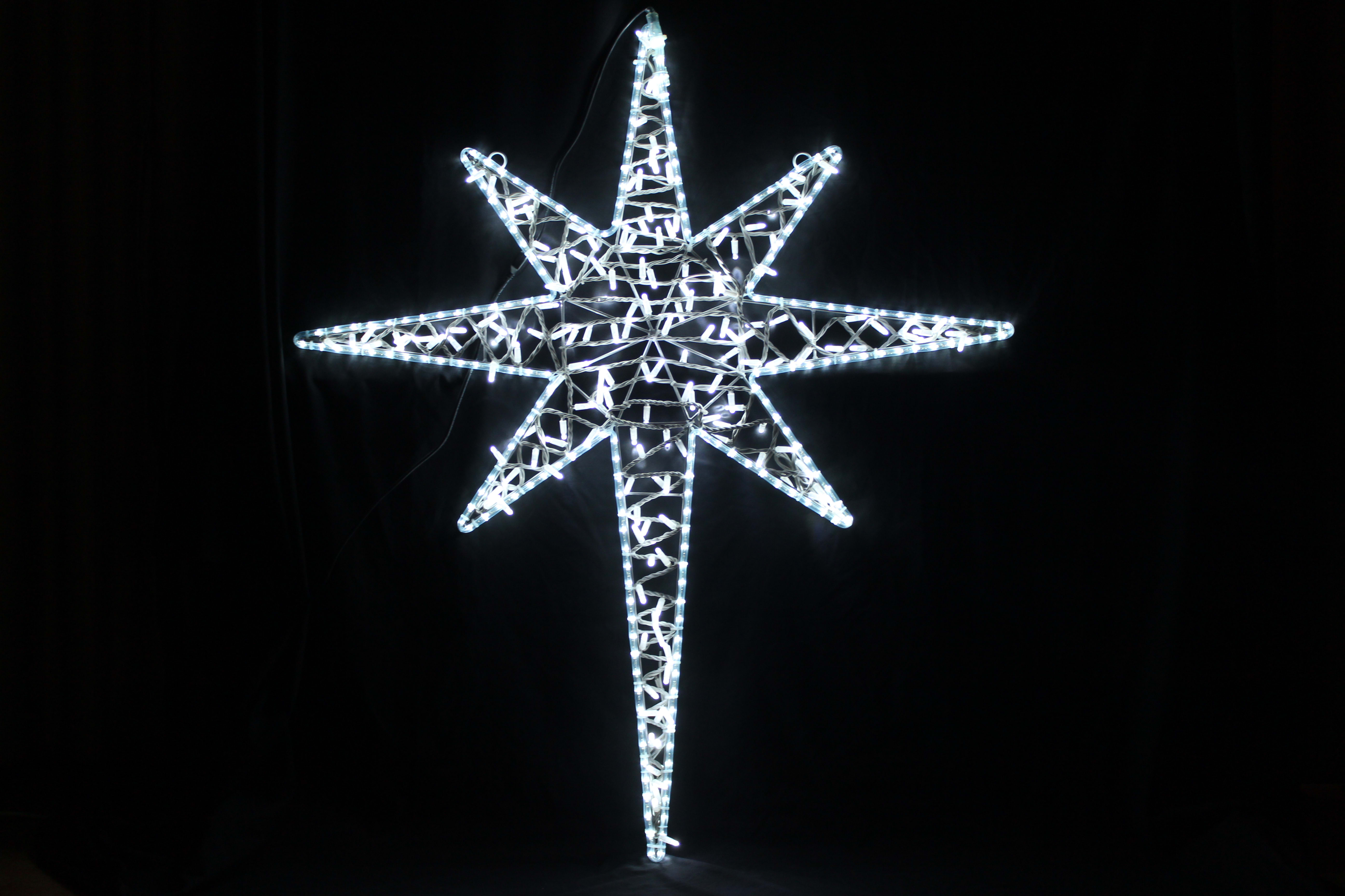 GIOCOPLAST NATALE - STELLA 8 PUNTE 130CM BIANCA, CON TUBO LED E LUCCIOLONE, 220-240, USO EST