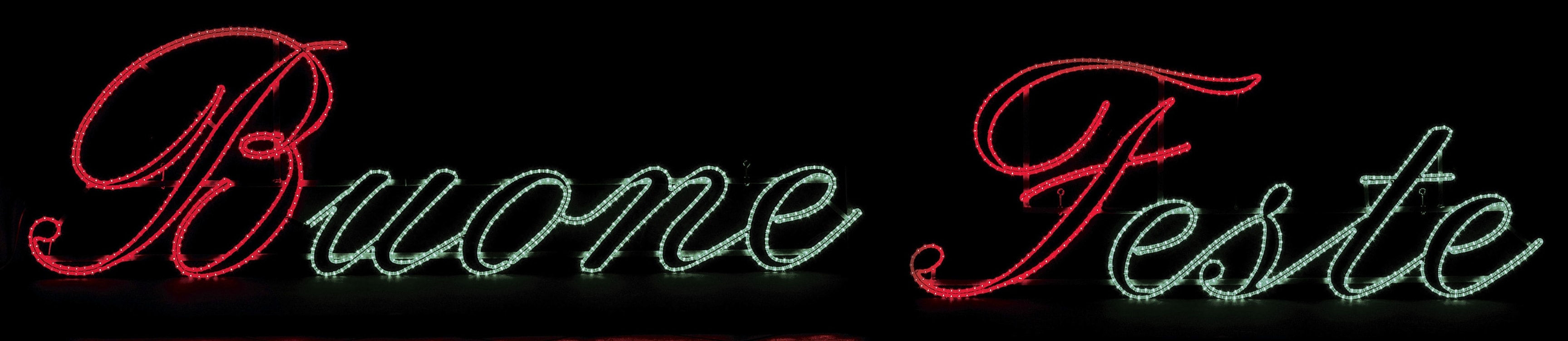GIOCOPLAST NATALE - SCRITTA BUONE FESTE BIANCA CON TUBO LED 506 X 86 CM, 220-240V, USO EST.