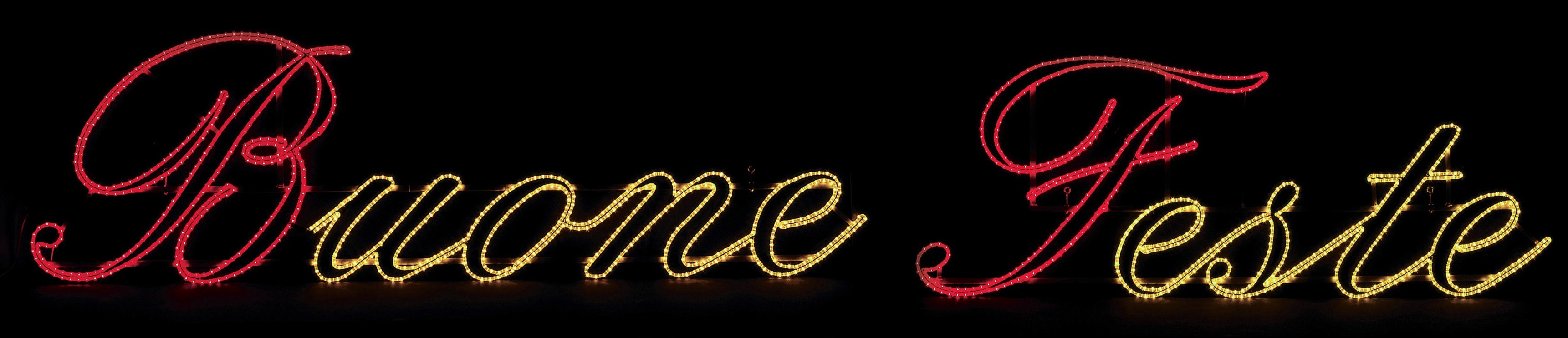 GIOCOPLAST NATALE - SCRITTA BUONE FESTE BIANCO CALDO CON TUBO LED 506 X 86 CM, 220-240V, USO EST. 17521671