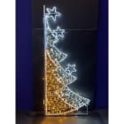 GIOCOPLAST NATALE - FIGURA MEZZO ALBERO BICOLORE BIANCO-BIANCO CALDO, H.200 X 83 CM, CON TUBO LED E LUCCIOLONE, 220-240V, USO EST