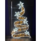 GIOCOPLAST NATALE - FIGURA ALBERO RIBBON BICOLORE BIANCO-BIANCO CALDO, H.180 X 100 CM, CON TUBO LED E LUCCIOLONE, 220-240V, USO EST