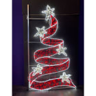 GIOCOPLAST NATALE - FIGURA ALBERO RIBBON BICOLORE ROSSO-BIANCO, H.180 X 100 CM, CON TUBO LED E LUCCIOLONE, 220-240V, USO EST