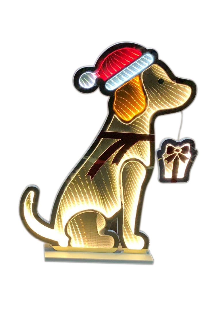 GIOCOPLAST NATALE - CAGNOLINO 80 CM INFINITY LIGHT CON LUCE LED MULTICOLOR, CON TRASF. IP44, USO EST/INT