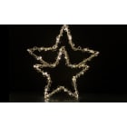 GIOCOPLAST NATALE - DOPPIA STELLA CON GOCCE DI LED FULL FLASH BIANCO CALDO 42X38CM, CON TRASF. IP44, USO EST./INT.