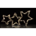 GIOCOPLAST NATALE - TRIPLA STELLA CON GOCCE DI LED FULL FLASH BIANCO CALDO 47X35CM, CON TRASF. IP44, USO EST./INT.