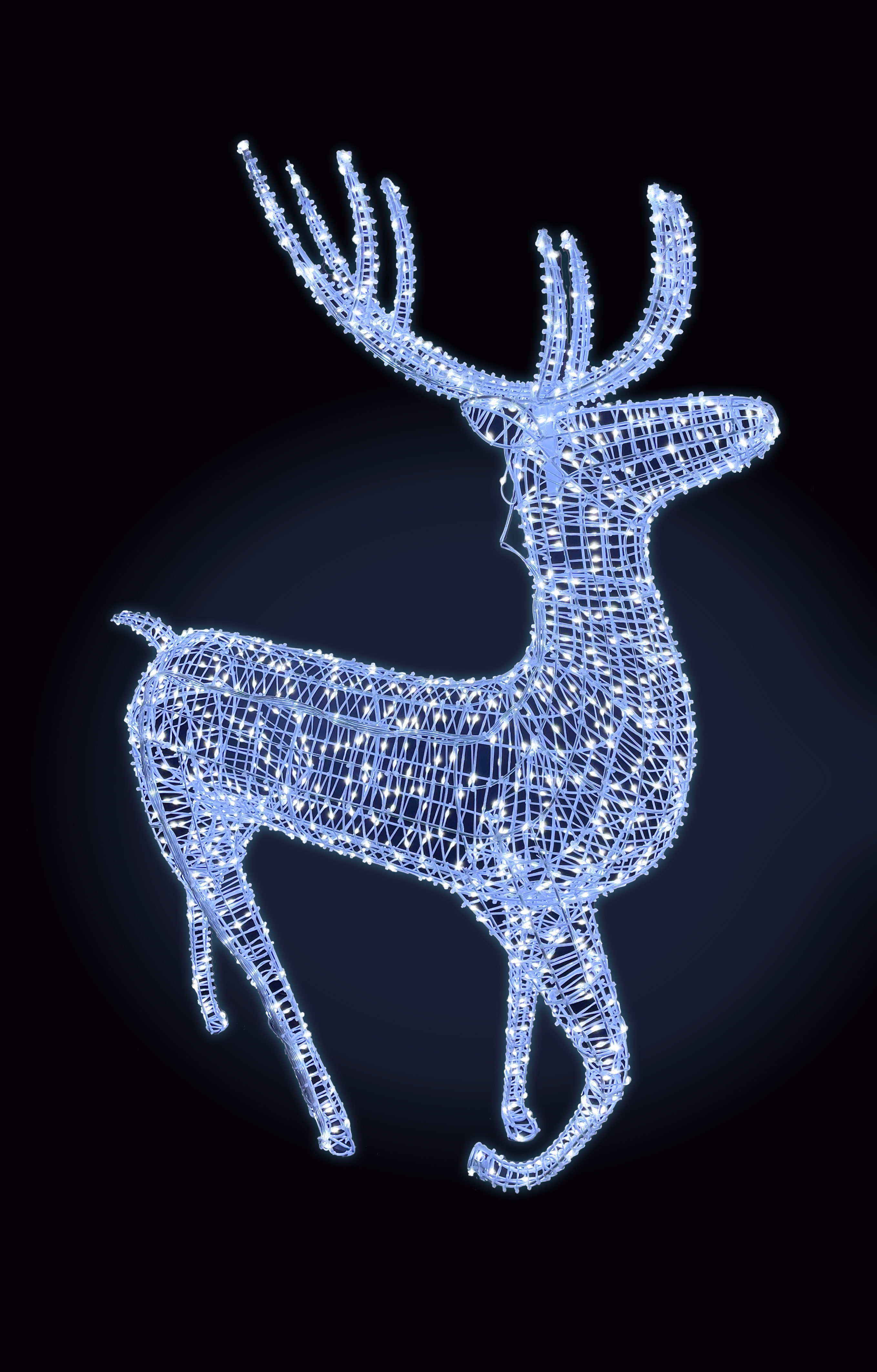 GIOCOPLAST NATALE - RENNA 150 CM CON 700 MAXI GOCCE DI LED BIANCHI, CON TRASF., USO EST/INT