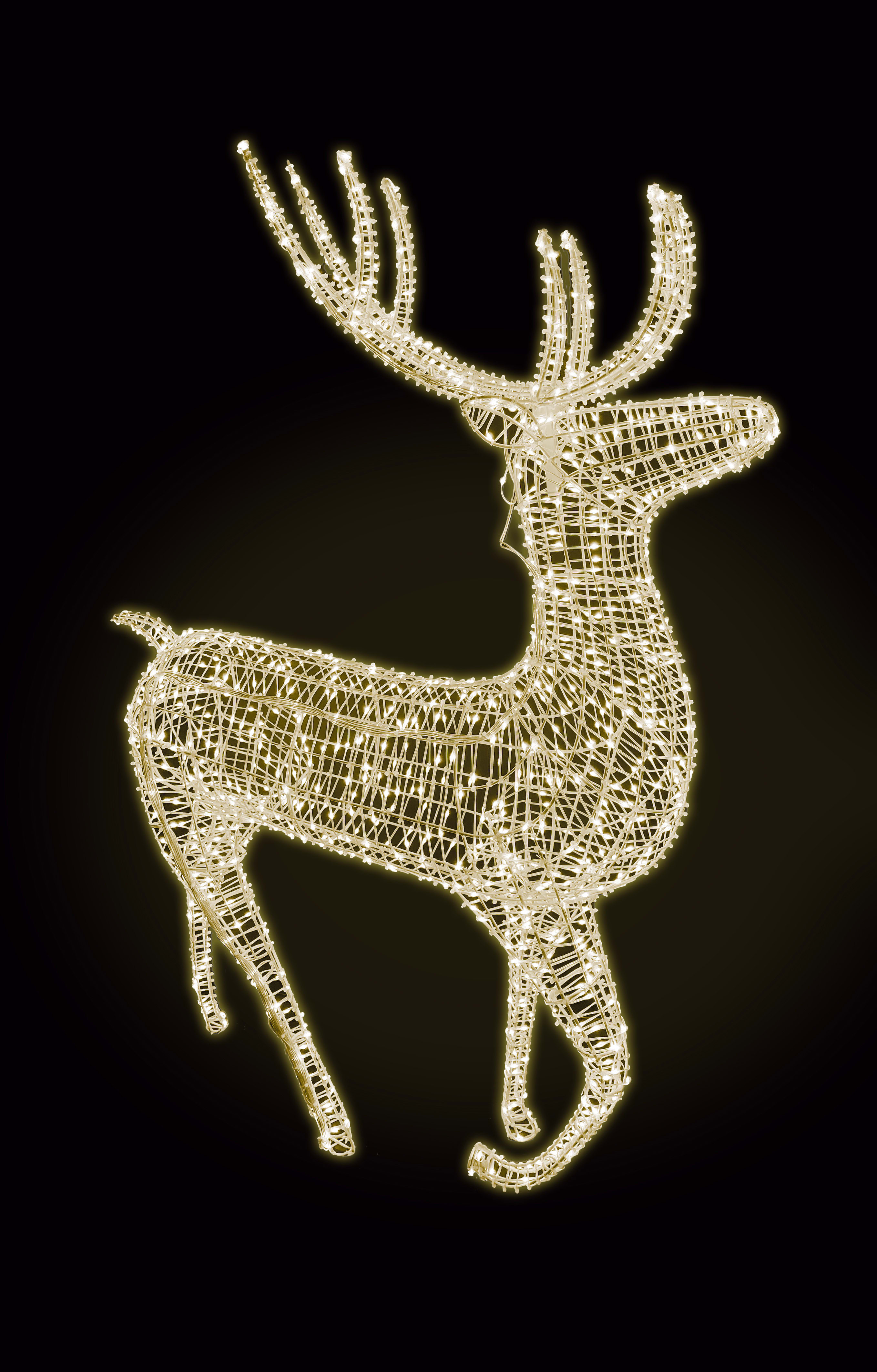 GIOCOPLAST NATALE - RENNA 150 CM CON 700 MAXI GOCCE DI LED BIANCO CALDO, CON TRASF., USO EST/INT