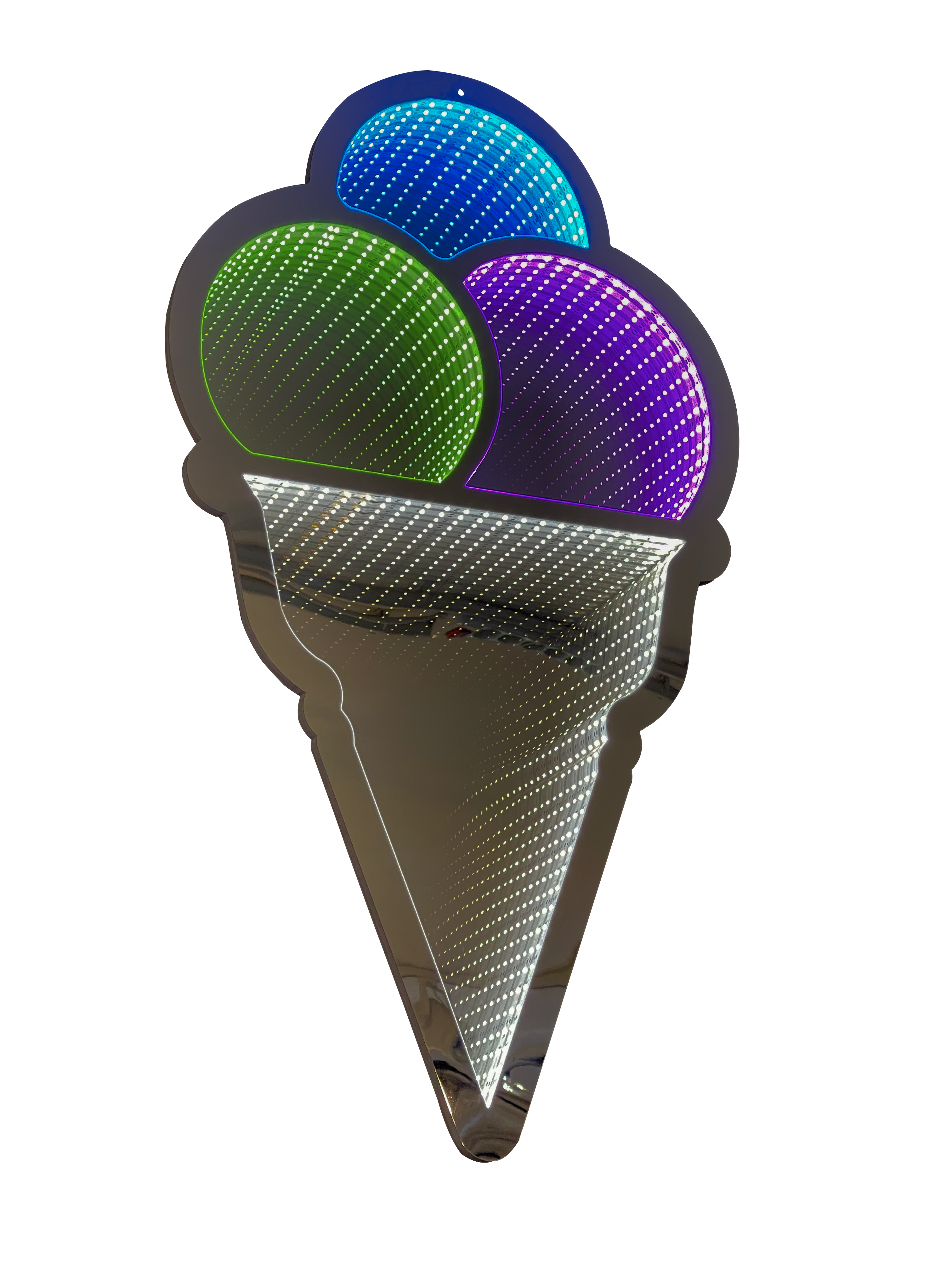 GIOCOPLAST NATALE - CONO GELATO 90CM INFINITY LIGHT CON LUCE LED MULTICOLOR, CON TRASF. IP44, USO EST/INT