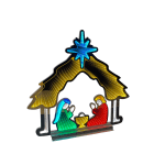 GIOCOPLAST NATALE - NATIVITA' STILIZZATA 65 CM INFINITY LIGHT CON LUCE LED MULTICOLOR, CON TRASF. IP44, USO EST/INT