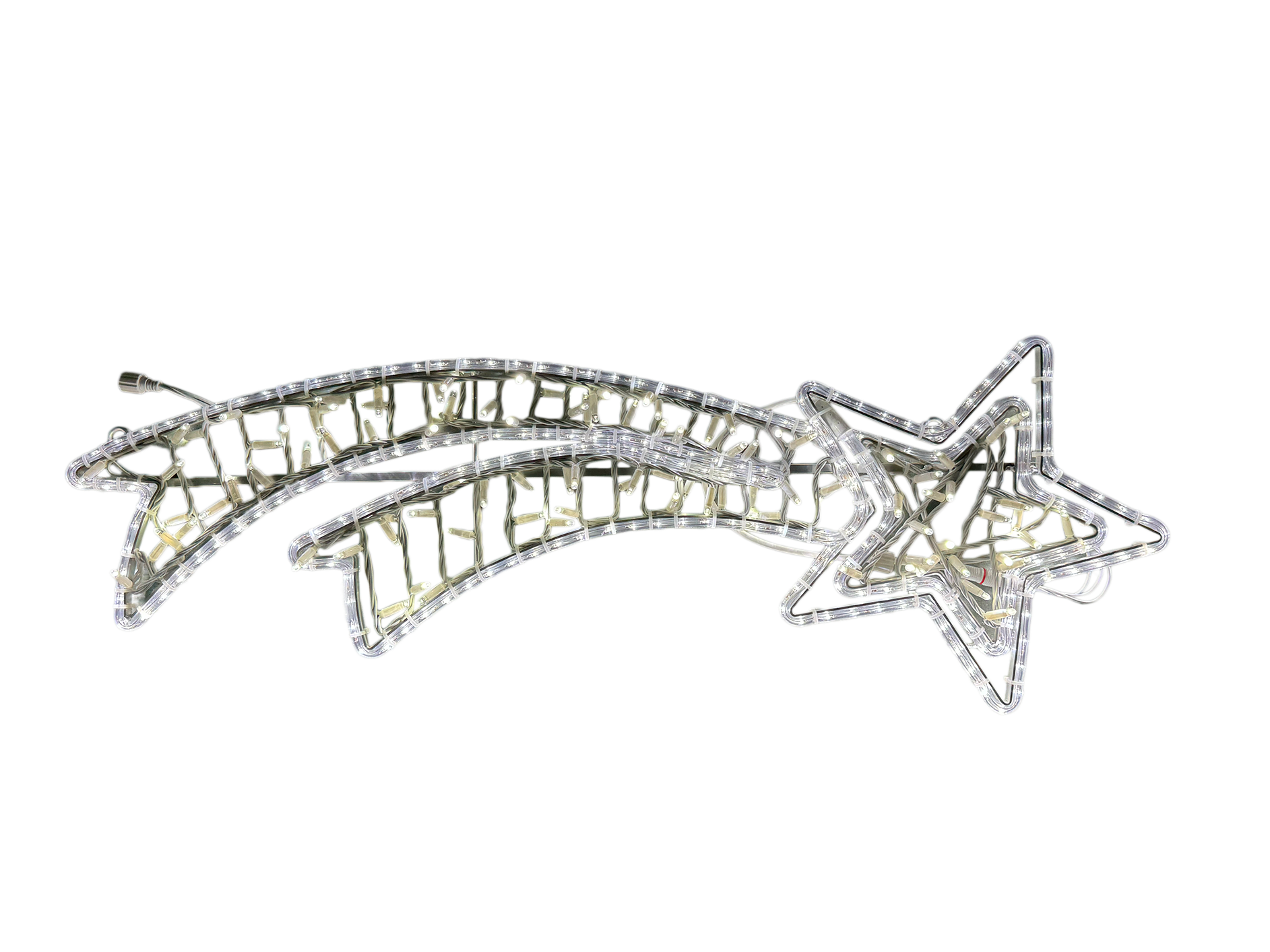 GIOCOPLAST NATALE - FIGURA DOPPIA COMETA CON TUBO LED E LUCCIOLONE BIANCO, 120 X 40 CM, 220-240V, USO EST.