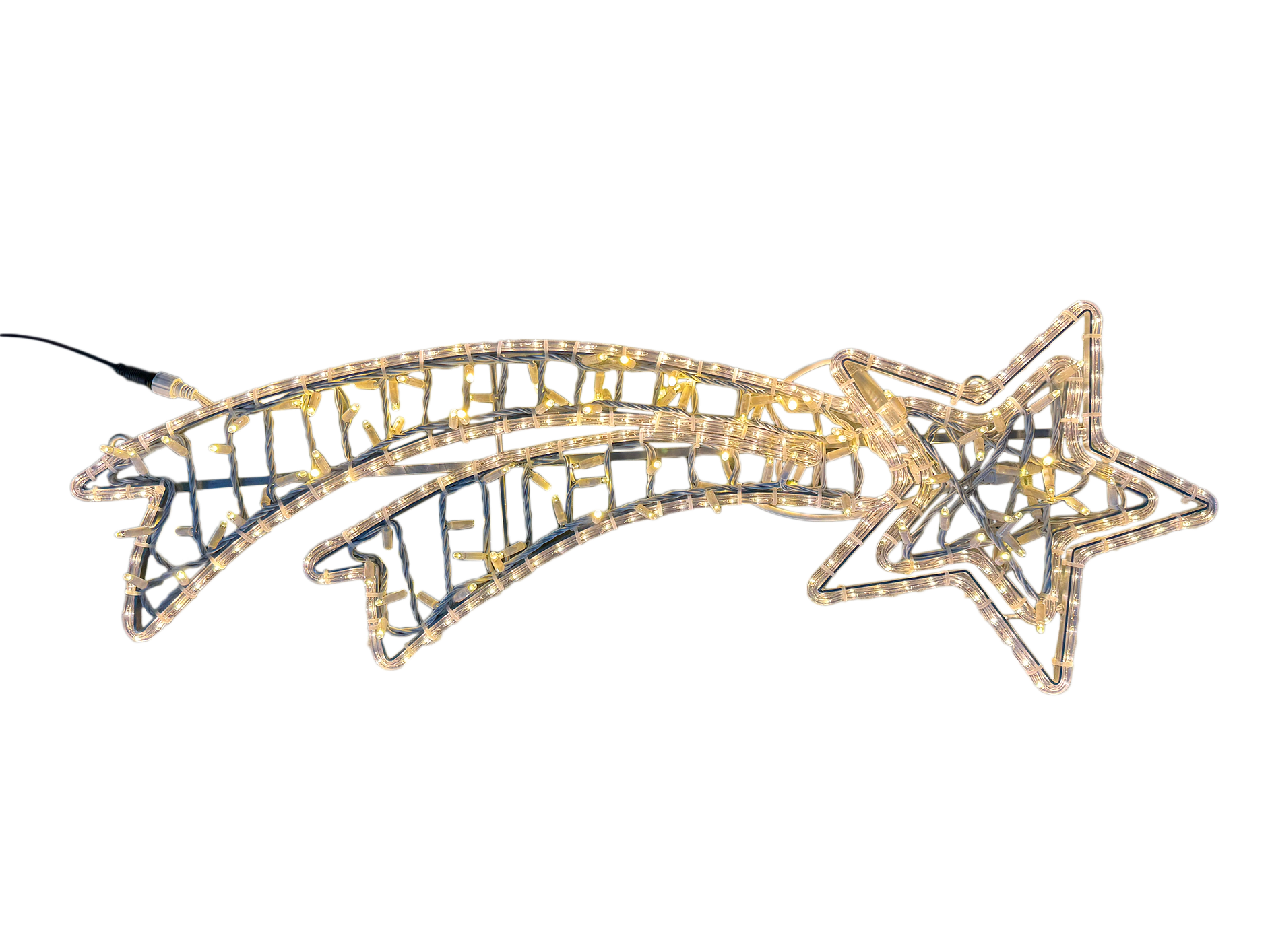 GIOCOPLAST NATALE - FIGURA DOPPIA COMETA CON TUBO LED E LUCCIOLONE BIANCO CALDO, 120 X 40 CM, 220-240V, USO EST.