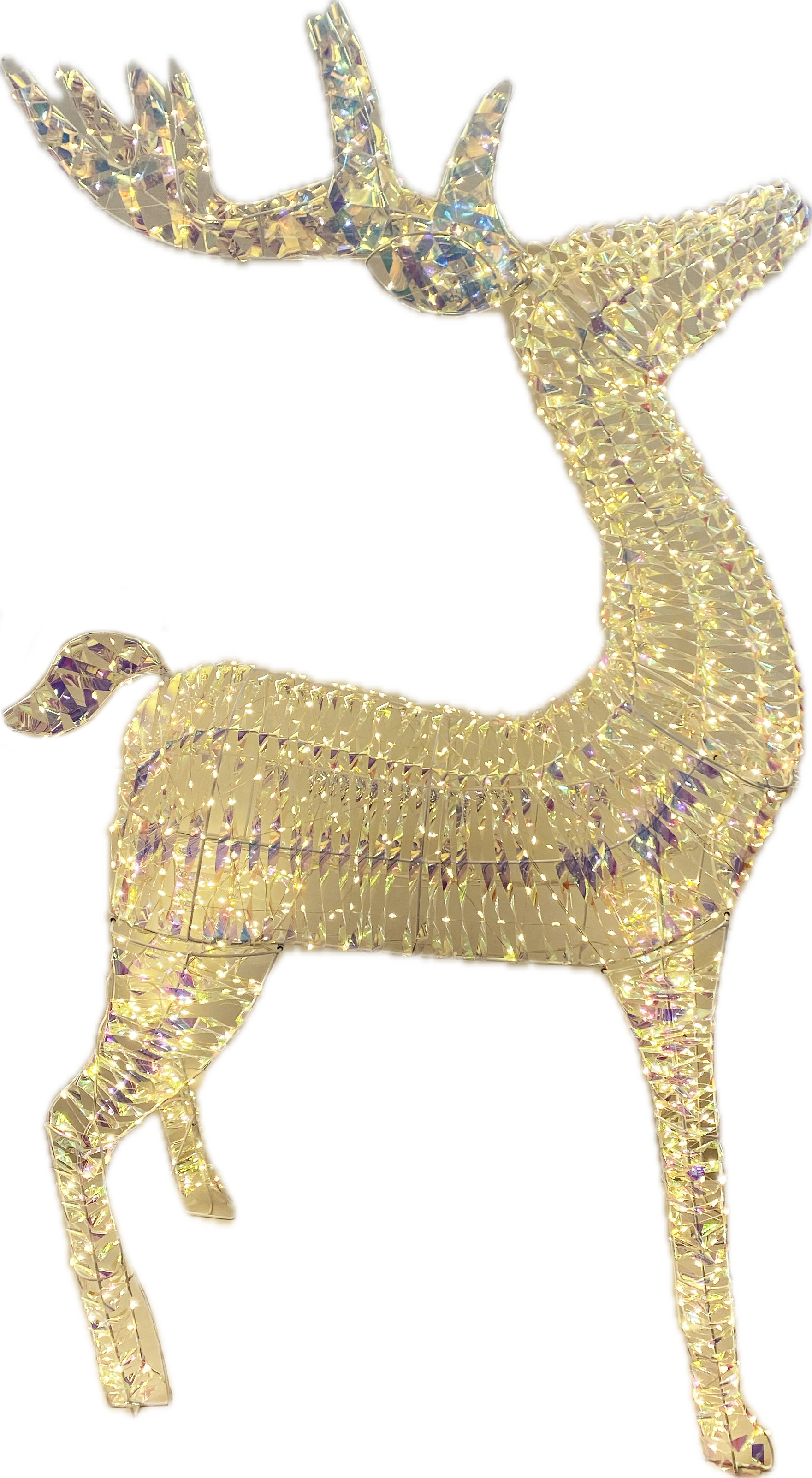 GIOCOPLAST NATALE - RENNA PRESTIGE RAINBOW CON 720 GOCCE DI LED BIANCO CALDO E NASTRO, 60x22X100 cm, IP44