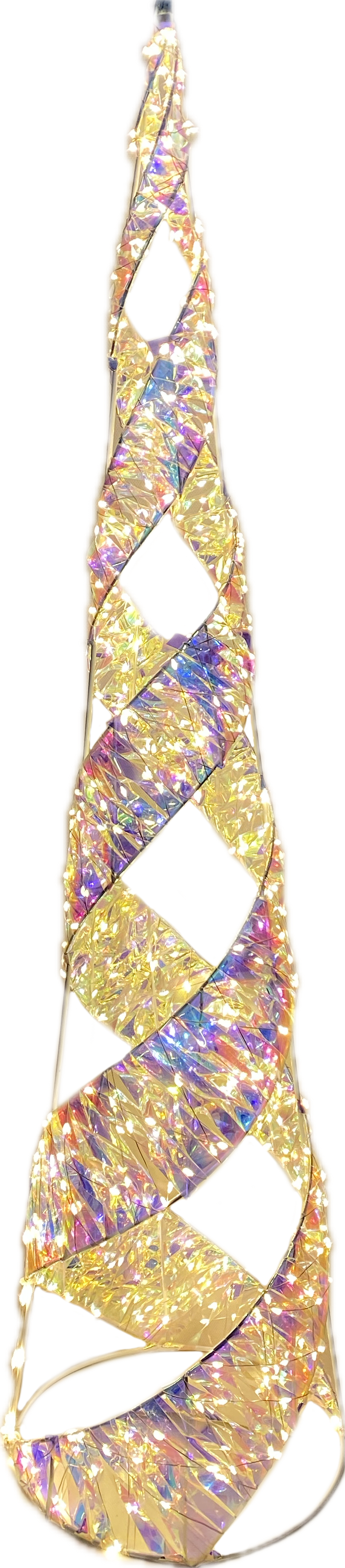 GIOCOPLAST NATALE - ALBERO PRESTIGE RAINBOW CON 1440 GOCCE DI LED BIANCO CALDO E NASTRO 150x34 cm, IP44