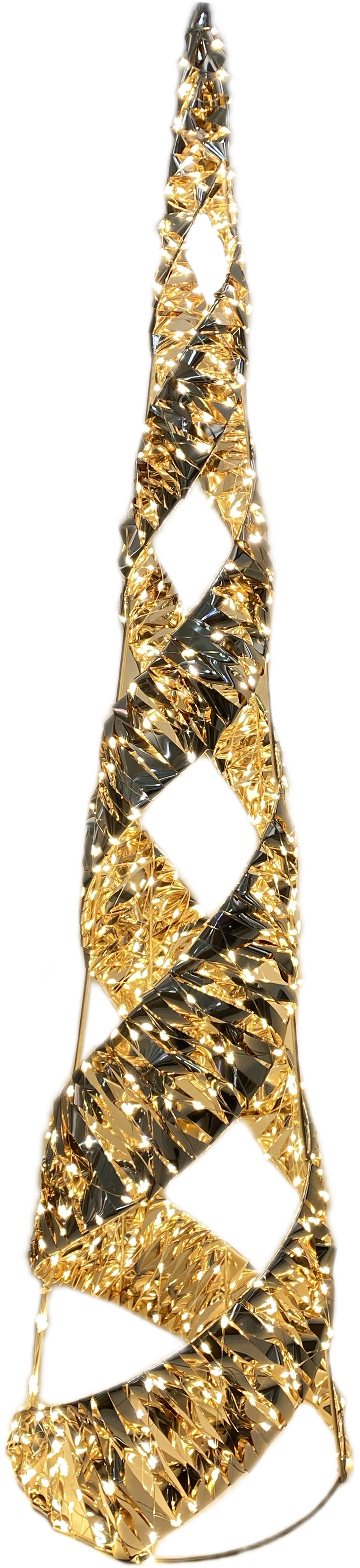 GIOCOPLAST NATALE - ALBERO PRESTIGE GOLD CON 1440 GOCCE DI LED BIANCO CALDO E NASTRO 150x34 cm, IP44