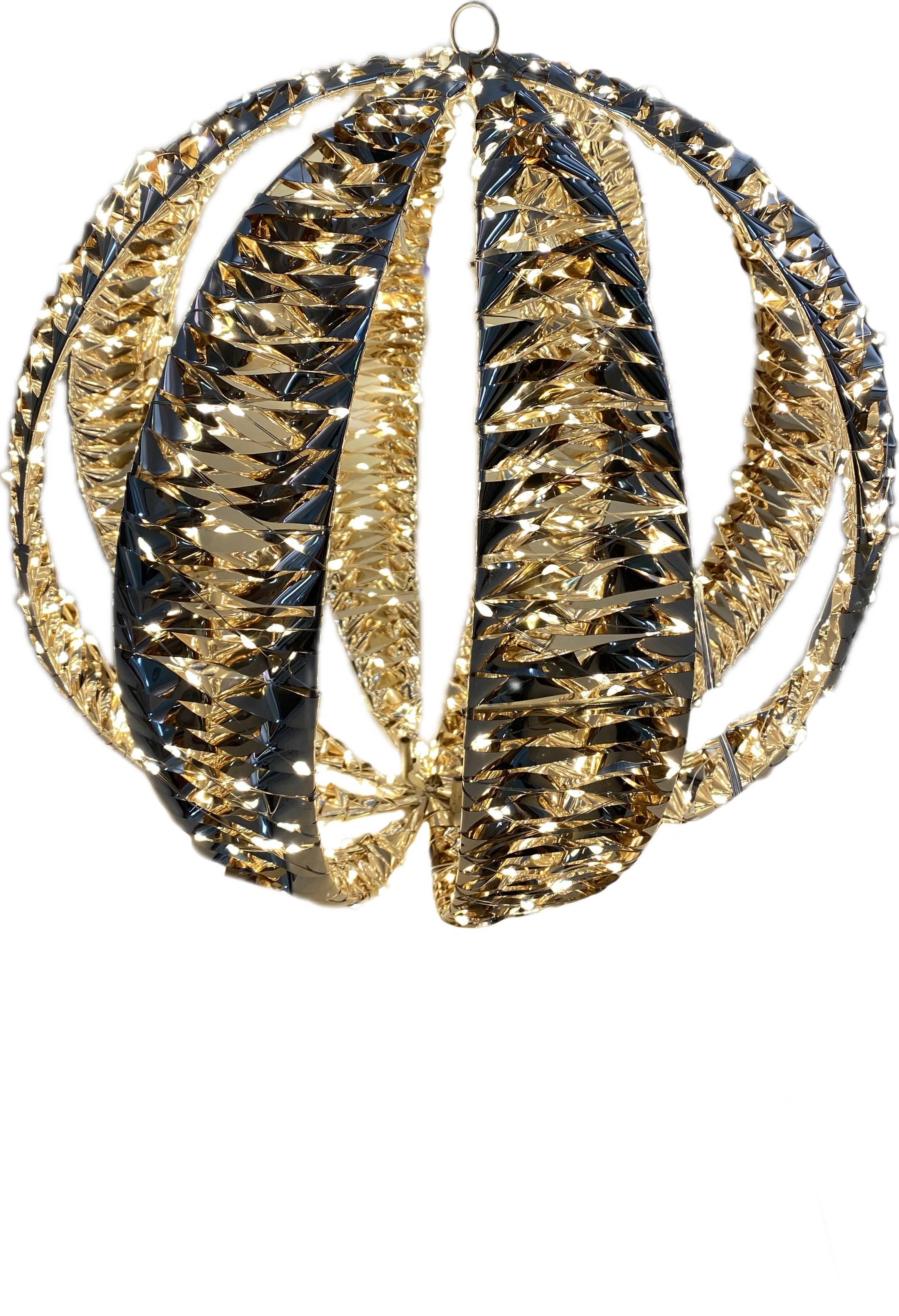 GIOCOPLAST NATALE - SFERA PRESTIGE GOLD CON 300 GOCCE DI LED BIANCO CALDO E NASTRO, 30 cm, IP44