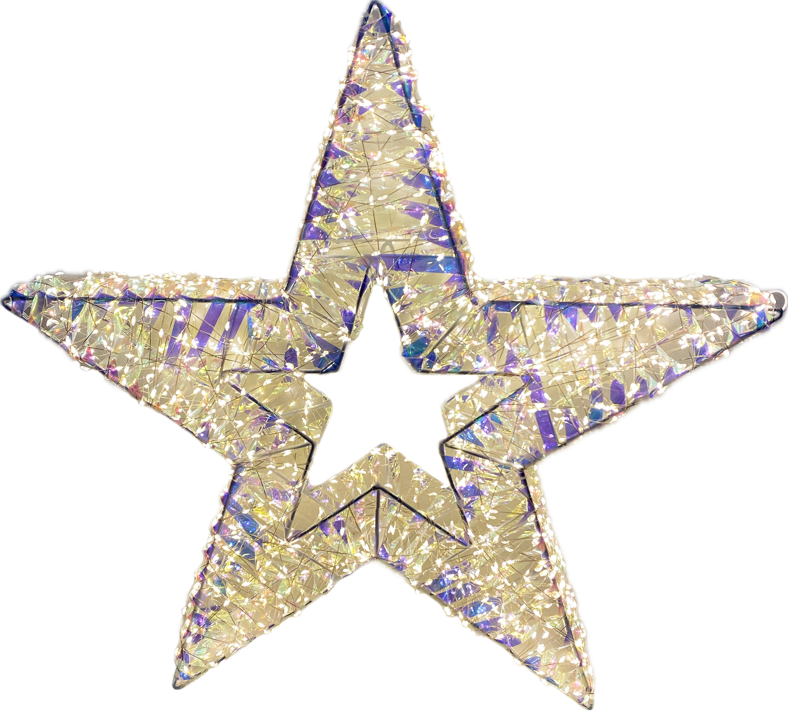 GIOCOPLAST NATALE - STELLA PRESTIGE RAINBOW CON 1440 GOCCE DI LED BIANCO CALDO E NASTRO, 60x60x9,5 cm, IP44