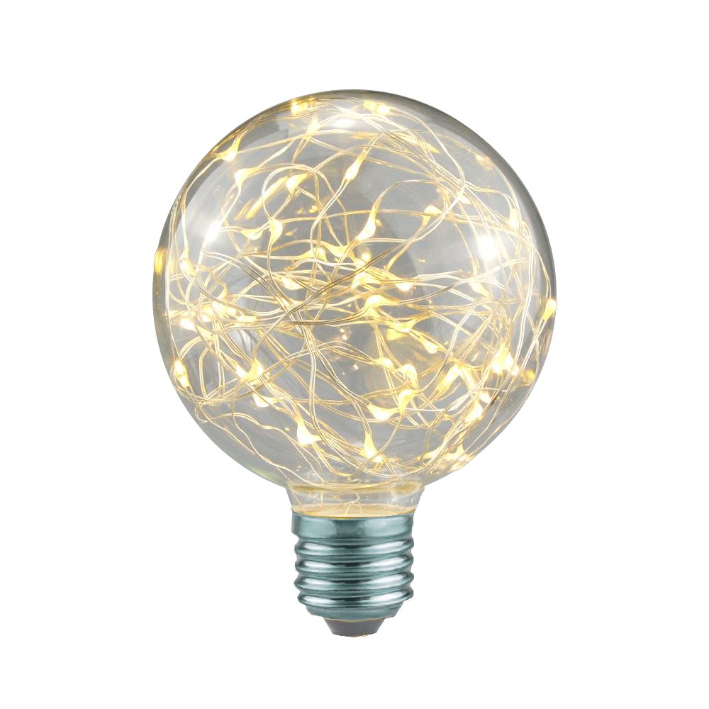 GIOCOPLAST NATALE - LAMPADINA CLEAR DESIGN CON GOCCE DI LED BIANCO CALDO G125 1,5W E27