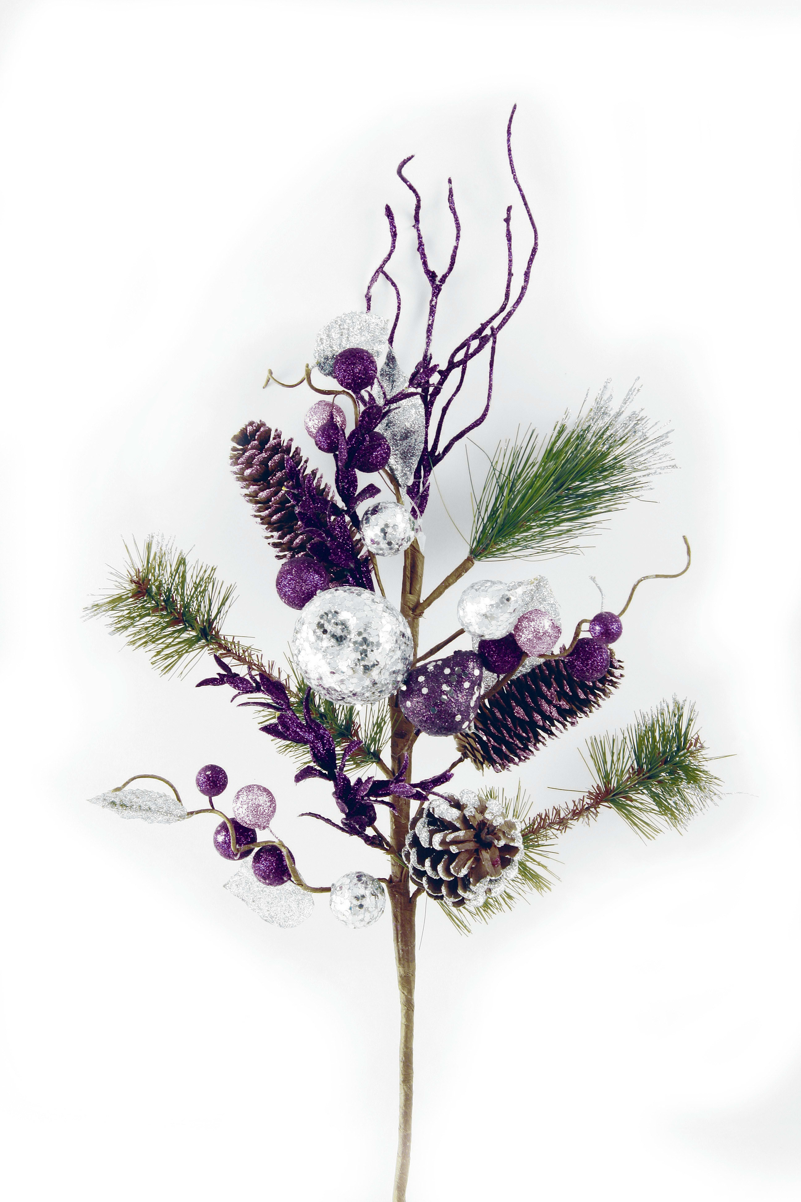 GIOCOPLAST NATALE - RAMO CM.68 DEC. PIGNE E RAMETTI GLITTER VIOLA
