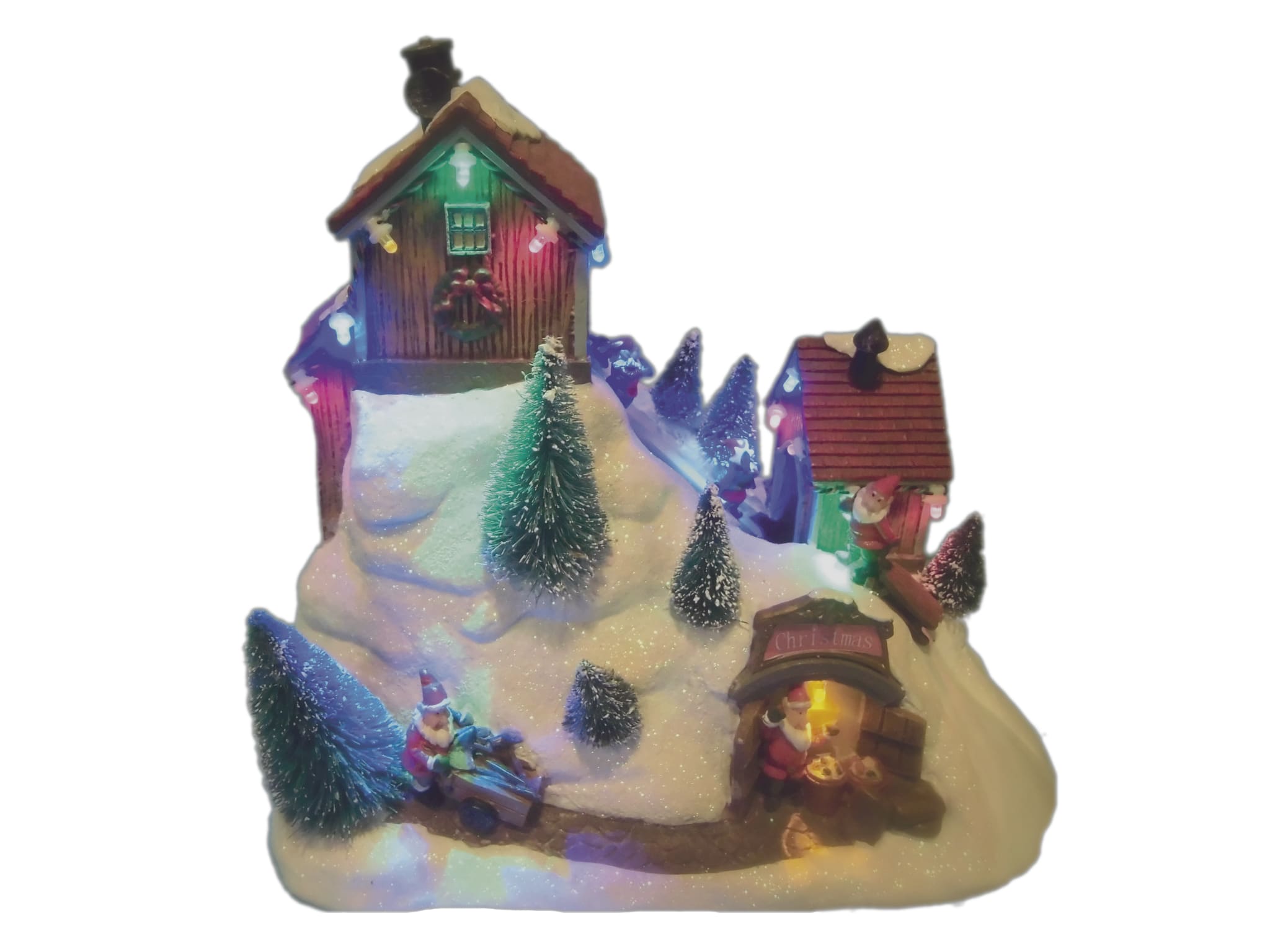 GIOCOPLAST NATALE - VILLAGGIO LED CON SCIATORI IN MOVIMENTO, CM 22,5X17,5X20