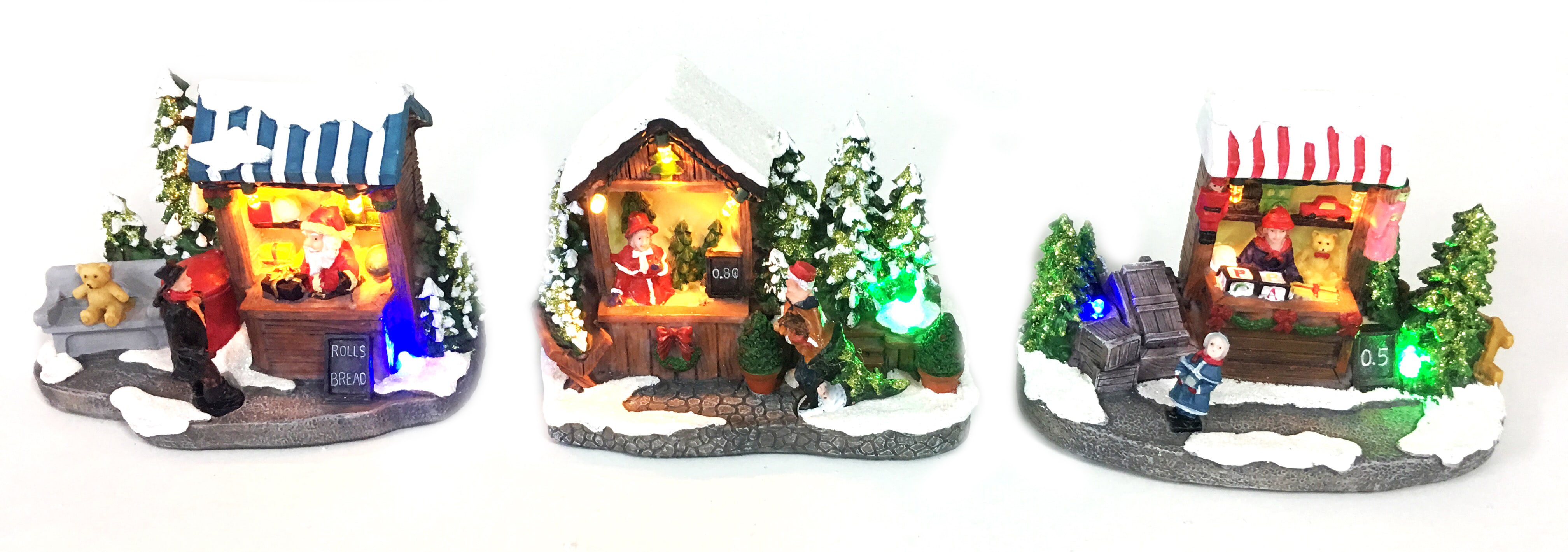 GIOCOPLAST NATALE - CASETTA POLIRESINA 10X13 CM CON LUCI LED A BATTERIE, MOD. ASS.