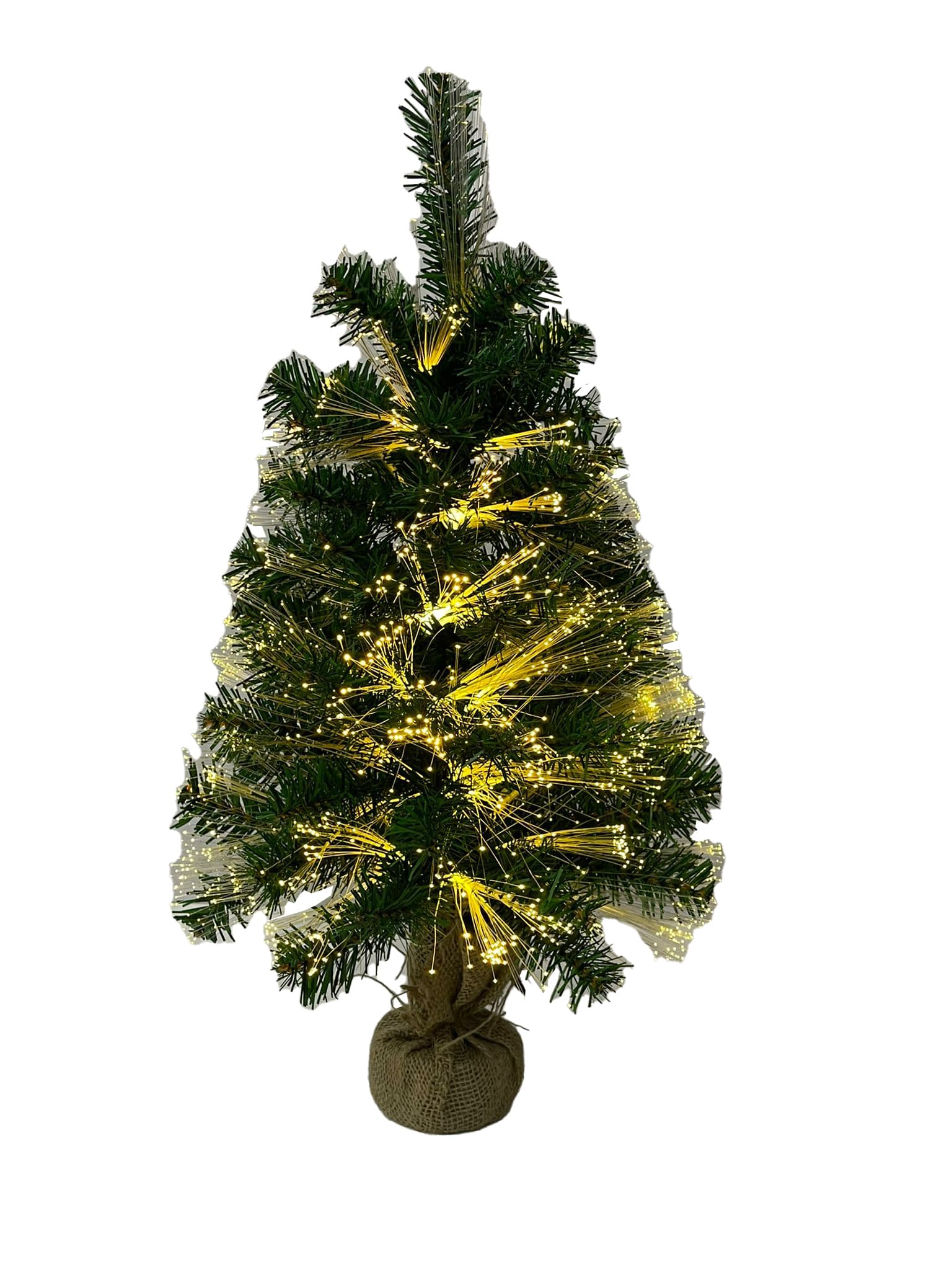 GIOCOPLAST NATALE - ALBERINO 60 CM A FIBRE OTTICHE BIANCO CALDO CON BASE JUTA