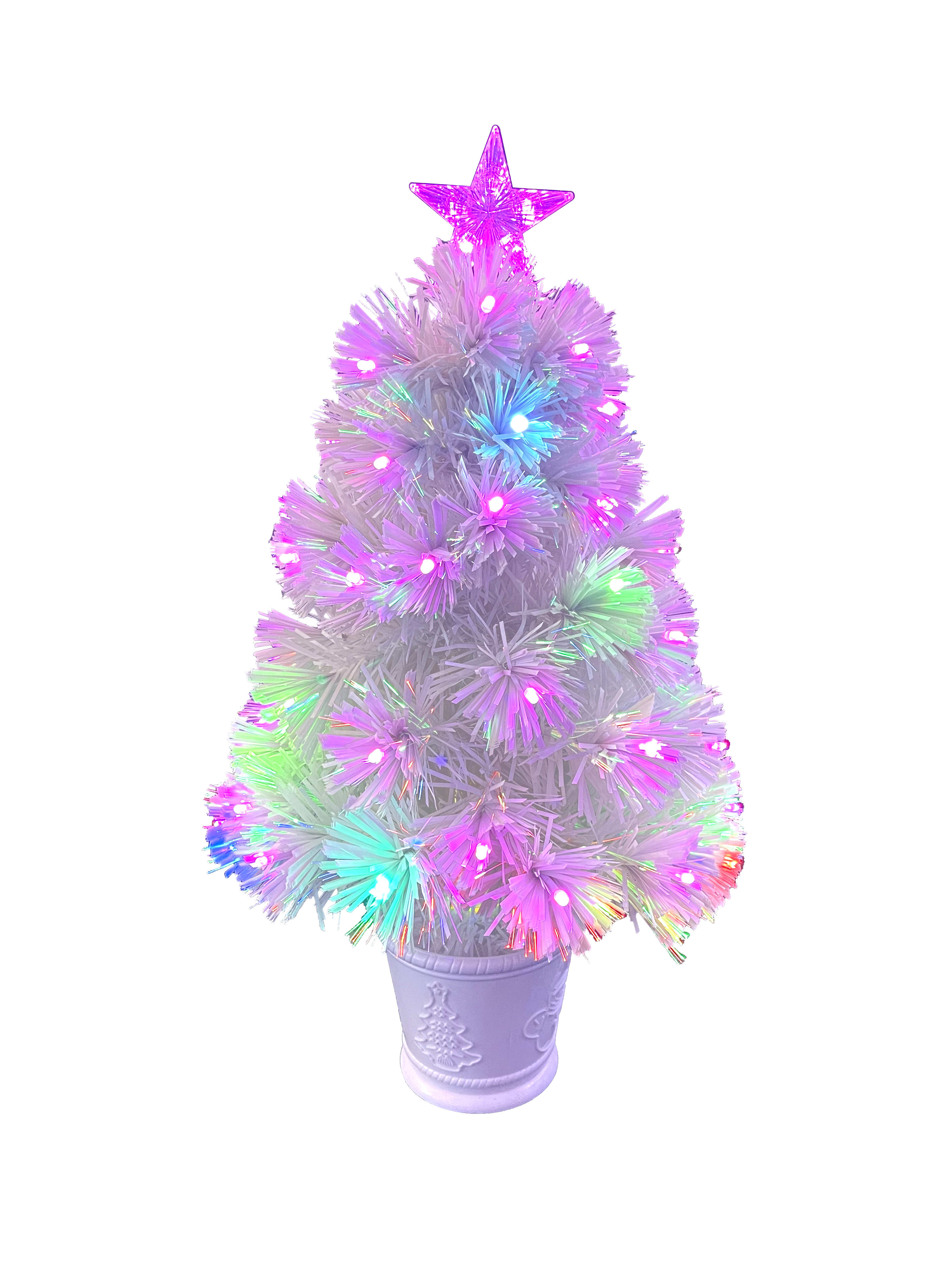 GIOCOPLAST NATALE - ALBERINO BIANCO 60 CM CON FIBRE OTTICHE E LUCI LED ROSA-RGB