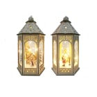 GIOCOPLAST NATALE - LANTERNA ''WOOD & CHARM'' DECORATA, 30CM, CON GOCCE DI LED A BATTERIA, 2 SOGG. ASS.