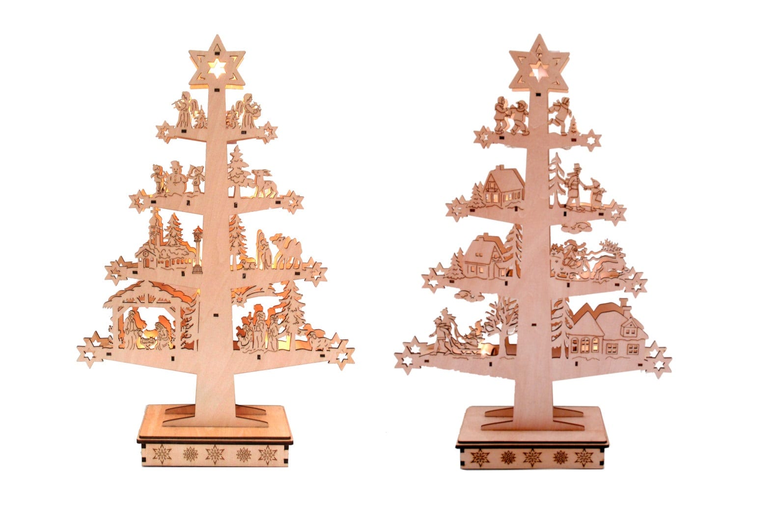 GIOCOPLAST NATALE - ALBERO ''WOOD & CHARM'' CON PAESAGGIO CON LUCI LED A BATTERIE 50X33X9CM, 2 SOGG. ASS.