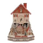 GIOCOPLAST NATALE - VILLAGGIO CON OROLOGIO ''WOOD & CHARM'' CON LUCI LED A BATTERIE 30X41X15CM
