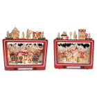 GIOCOPLAST NATALE - VINTAGE TV CON VILLAGGIO ''WOOD & CHARM'' CON LUCI LED A BATTERIE 42X38X10CM, 2 SOGG. ASS.