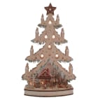 GIOCOPLAST NATALE - ALBERO ''WOOD & CHARM'' CON VILLAGGIO E CANDELE LED A BATTERIE, 65X40X8CM