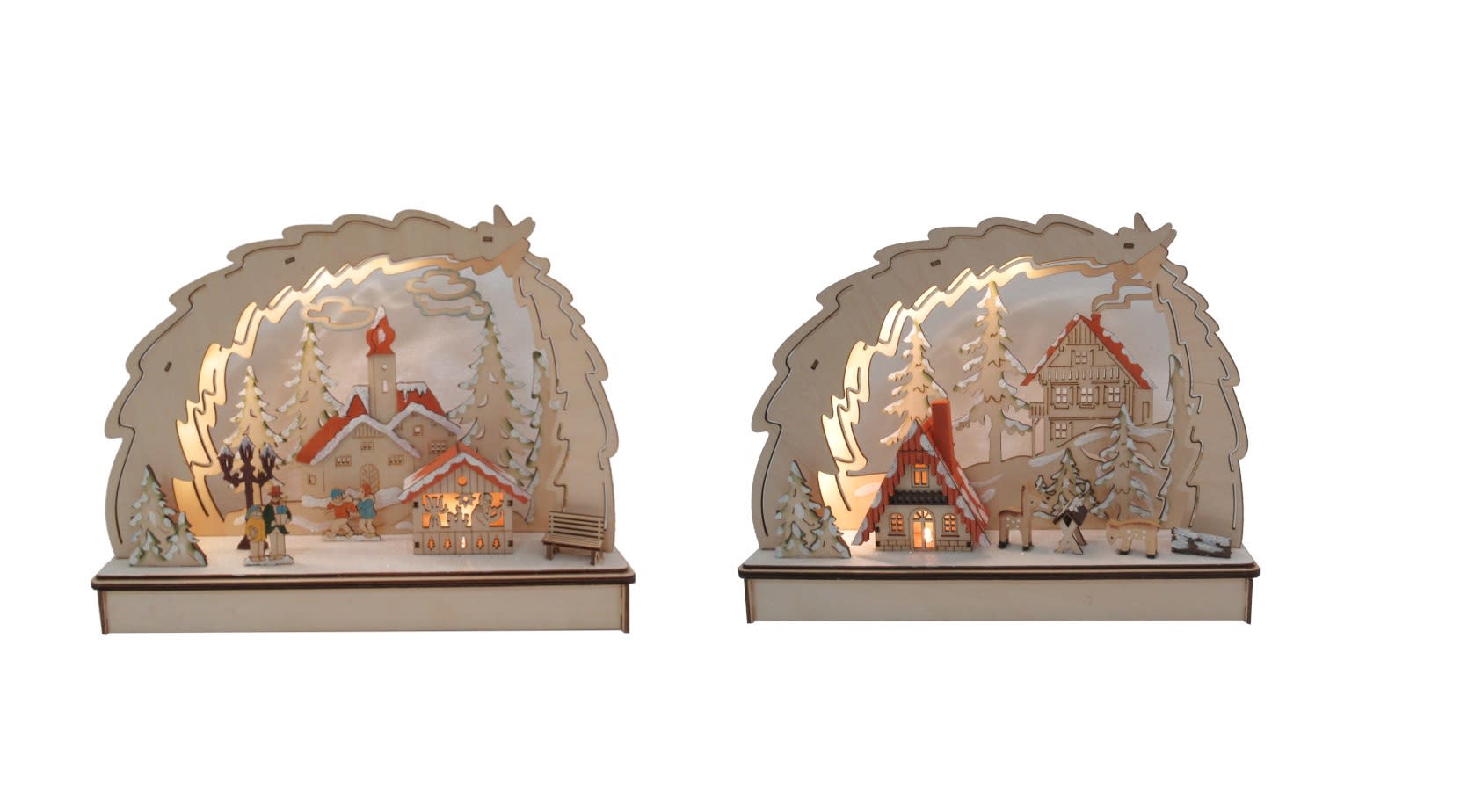 GIOCOPLAST NATALE - PAESAGGIO AD ARCO ''WOOD & CHARM'' CON LUCI LED A BATTERIE, 23X30X7CM, 2 SOGG. ASS.