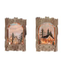 GIOCOPLAST NATALE - TORRE CON PAESAGGIO ''WOOD & CHARM'' 35X22X6CM CON LUCI LED A BATTERIE, 2 SOGG. ASS.