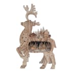 GIOCOPLAST NATALE - RENNA CON VILLAGGIO ''WOOD & CHARM'' CON LUCI LED A BATTERIE, 70X43X11CM