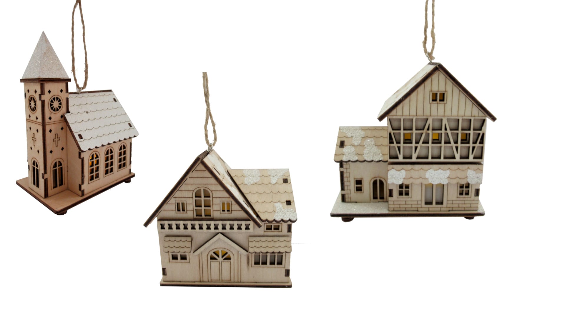 GIOCOPLAST NATALE - CASETTA ''WOOD & CHARM'' 10CM CON LUCE LED A BATTERIE, 3 MOD. ASS.