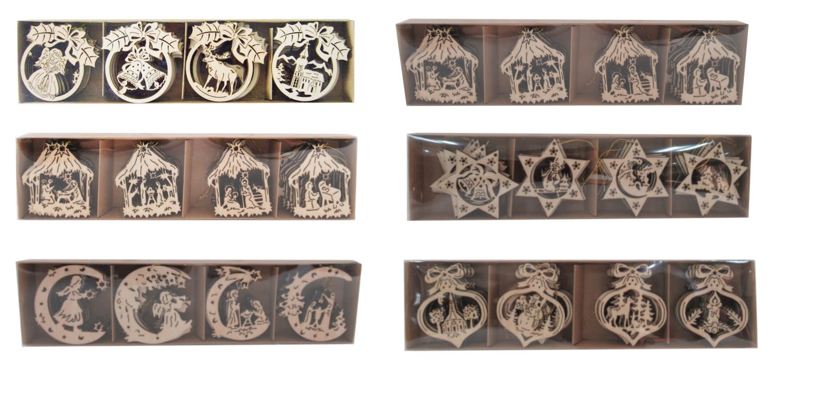 GIOCOPLAST NATALE - CONFEZ. 24 ADDOBBI ASS. ''WOOD & CHARM'' 6CM, 6 MOD. ASS.