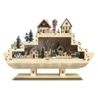 GIOCOPLAST NATALE - BARCA ''WOOD & CHARM'' CON LUCE LED A BATTERIE, 35X45X9CM